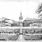 Cover image for Front view of the New Church and King's Male and Female Orphan Schools now in progress of building at New Town, January 1831