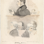 Cover image for Jones of Pont-y-pool, on his trial taking notes of a witness's deposition