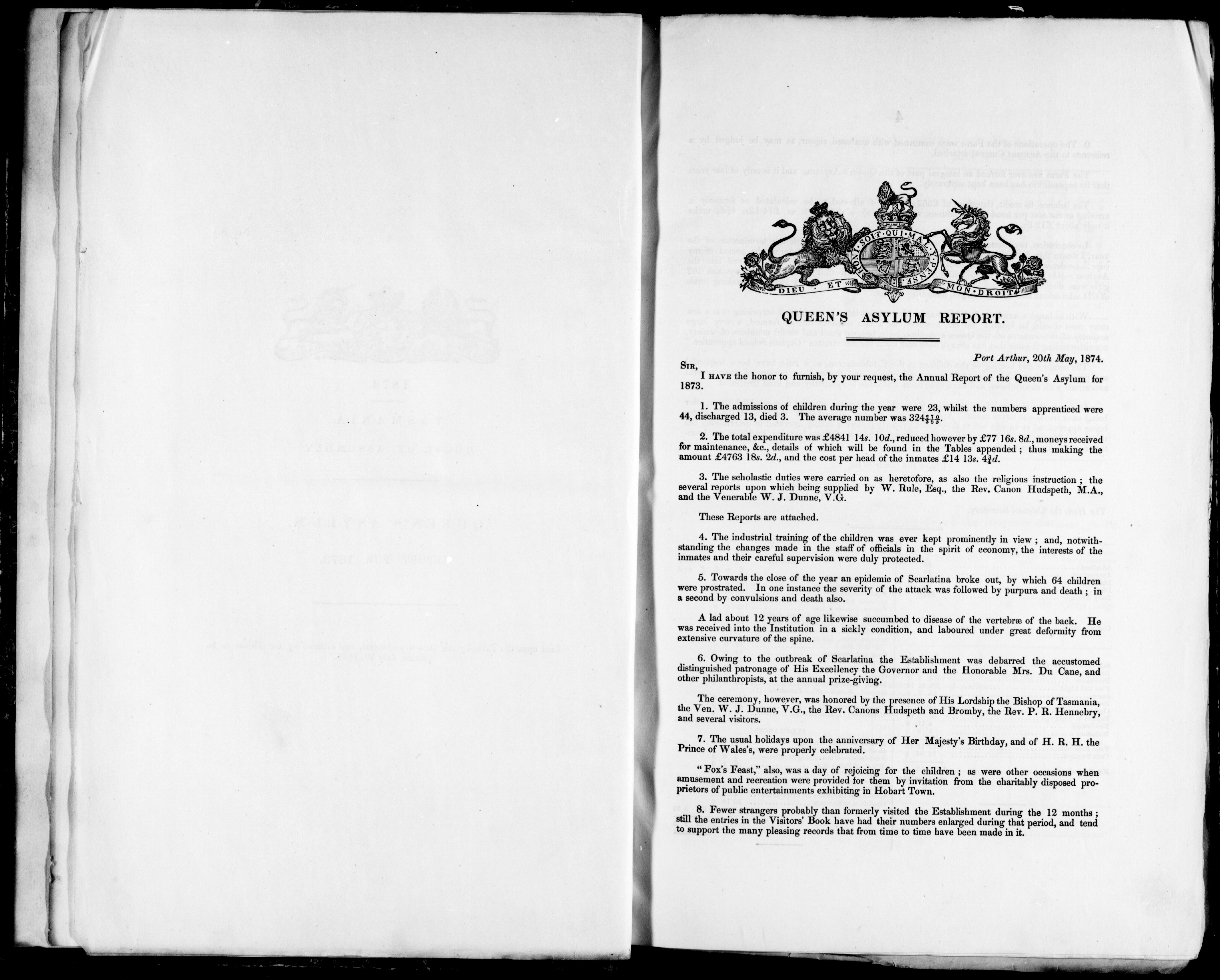 Libraries Tasmania Parliamentary Paper 1873